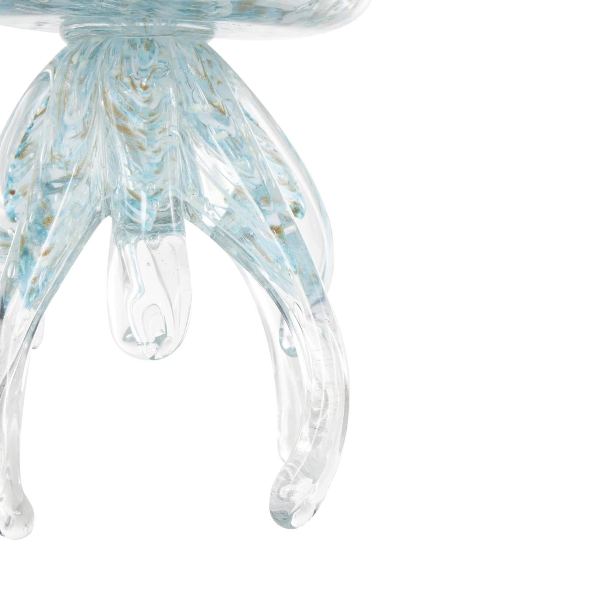 Blue Jellyfish Textured Glass Sculpture Set